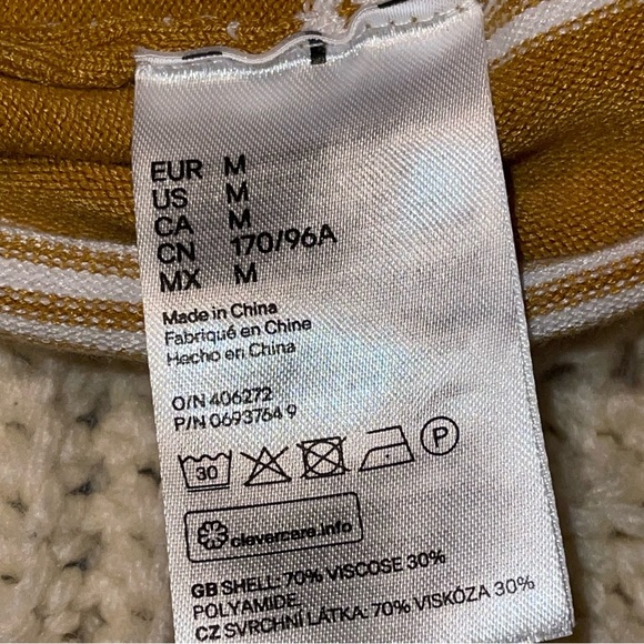 H&M Women’s Long Sleeve Tunic/Sweater Size Medium Mustard With White Stripes - Picture 6 of 6